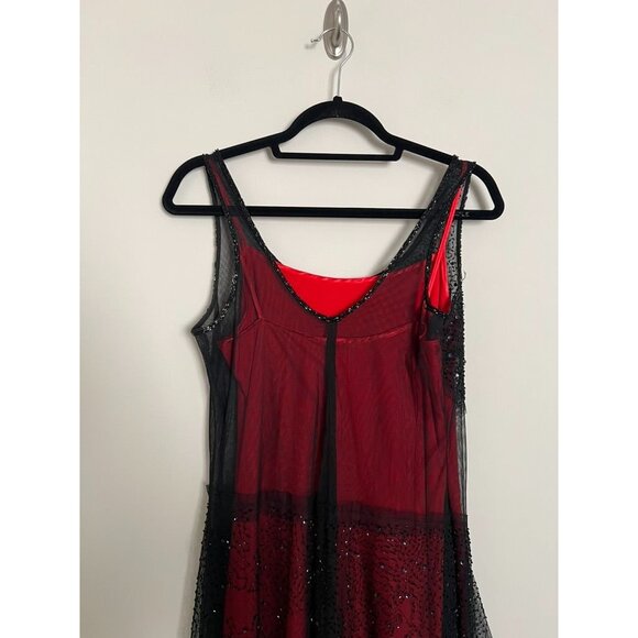 Sue Wong Nocturne Red w/Black Beaded Drape Evening Gown - Size 12 - Picture 12 of 16